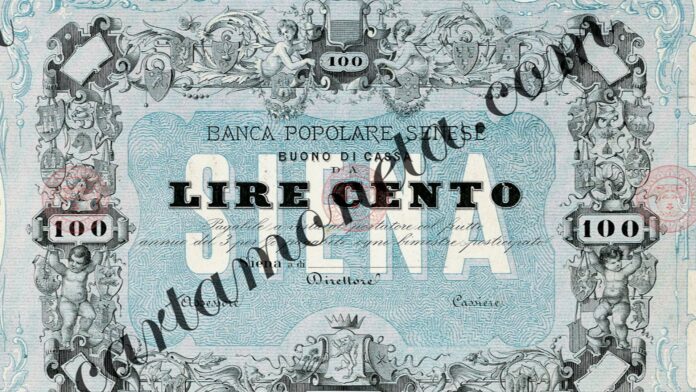 Svelato il 100 lire della Banca Popolare Senese