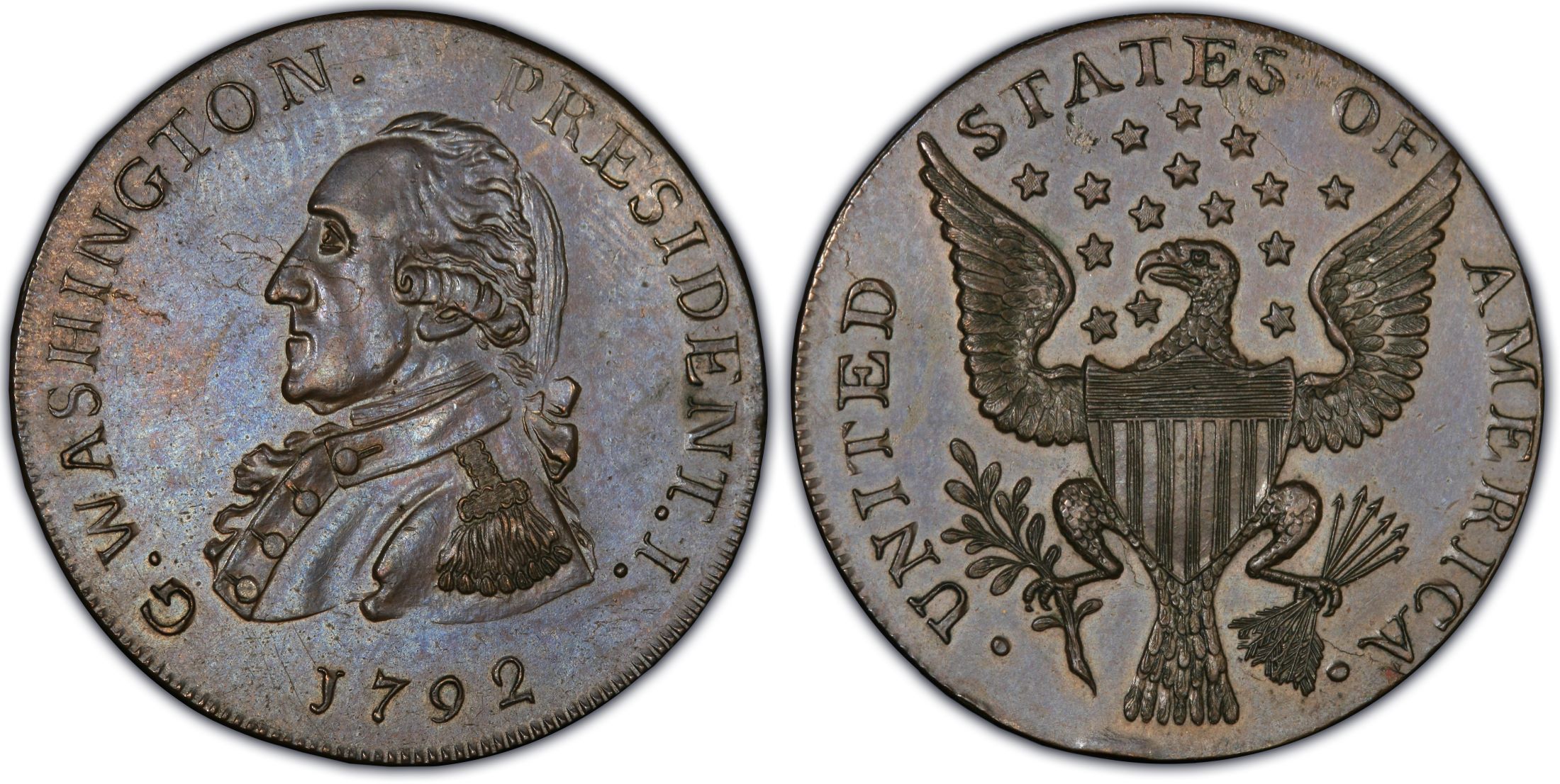 Uno dei centesimi, anche questo rarissimo, inciso da Peter Getz nel 1792 e mai diventato moneta effettiva