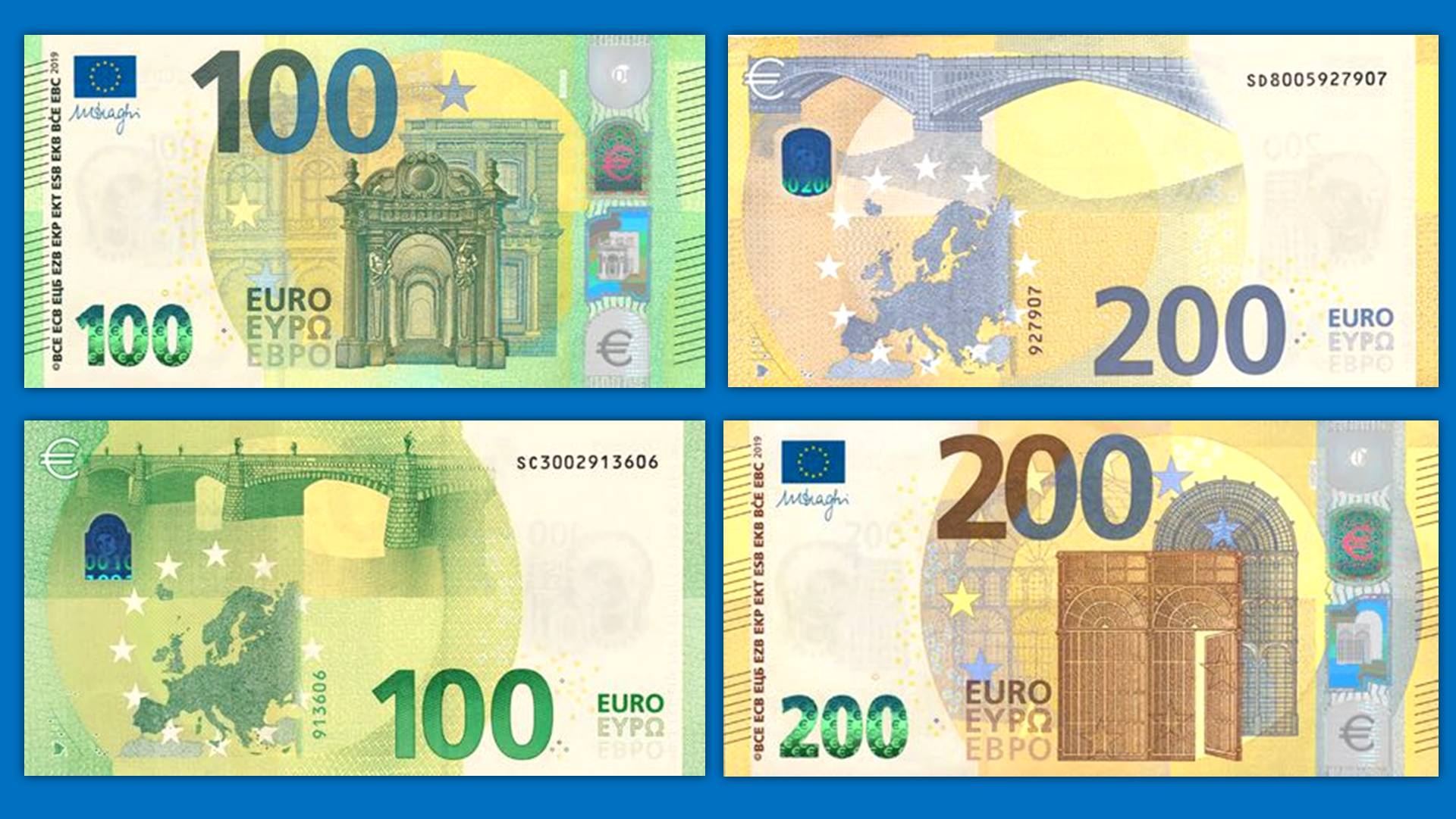 Образцы евро купюр. Евро банкноты номинал 200. Банкноты евро нового образца 200. Банкноты евро нового образца 100 евро. Купюра 100 евро нового образца.