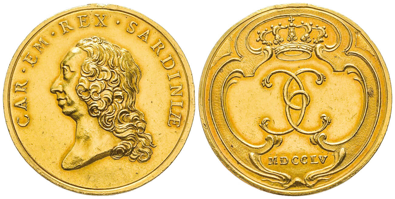 Carlo Emanuele III, 1730-1773. Medaglia d’oro, Torino, 1755