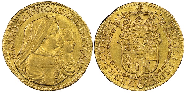Vittorio Amedeo II., 1675-1727. Reggenza di sua madre. Doppio, Torino, 1676. 