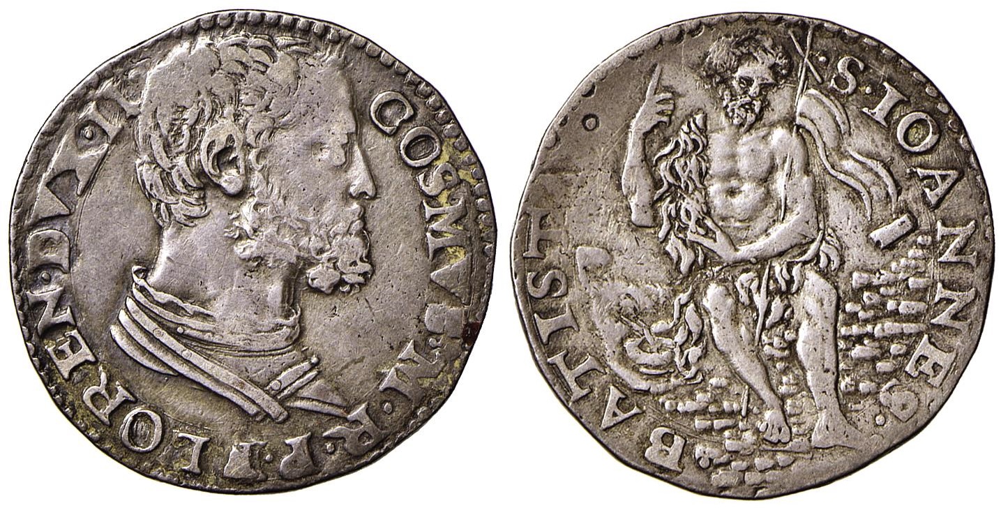 Testone da 40 soldi di Cosimo I de' Medici, estremamamente raro (1537-1557): lotto 322, qSpl, stima € 600/800