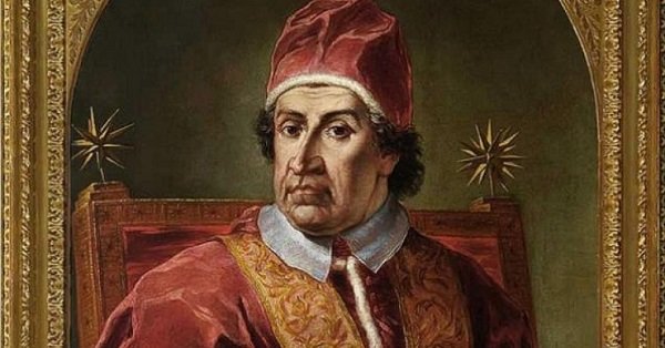 Frammento di ritratto di Clemente XI Albani, vero destinatario dell'aulico verso citato sulla medaglia giacobina