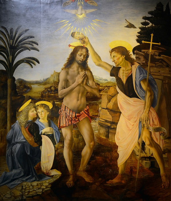 "Battesimo di Cristo" di Leonardo, Verrocchio e artisti di bottega, realizzato tra il 1475 e il 1478