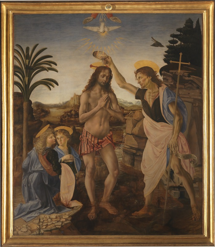 Il "Battesimo di Cristo" del Verrocchio e di Leonardo da cui è stato tratto l'angelo della 2 euro capolavoro di San Marino Il "Battesimo di Cristo" del Verrocchio e di Leonardo da cui è stato tratto l'angelo della 2 euro capolavoro di San Marino