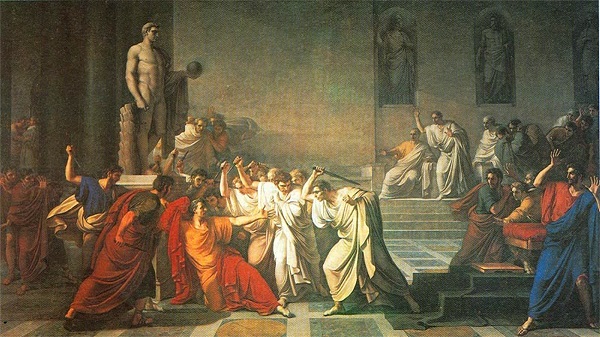 "L’uccisione di Cesare" di Vincenzo Camuccini (1793-1798); tela, m 4 x 7 (Napoli, Galleria Nazionale di Capodimonte)