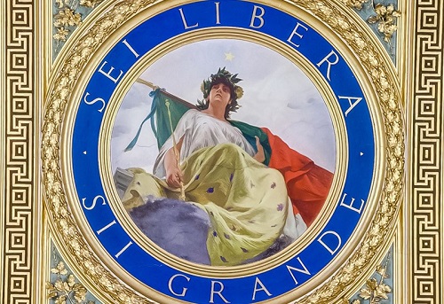 L'allegoria dell'Italia trionfante di Cesare Maccari già finita in moneta, sui 5 euro 2018 per il 70° anniversario della Costituzione repubblicana