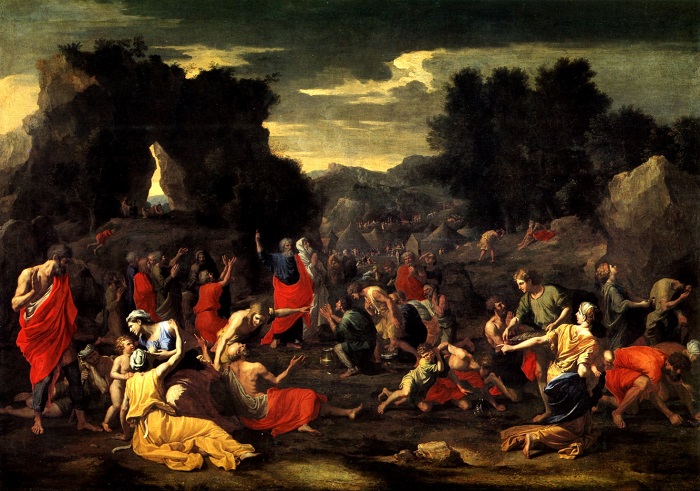 Nicolas Poussin, “La caduta della manna” (1639, Museé du Louvre, Parigi)