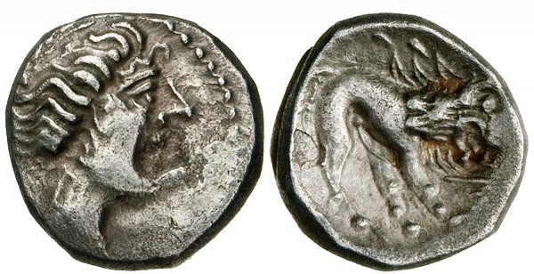 Gallia cisalpina (III-II sec. a.C.) Dracma al tipo di quella massaliota. Pautasso 137-138 (Ag, mm 14, g 2,40)