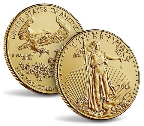 Lady Liberty e l'aquila nazionale per l'oncia USA in oro versione FdC e millesimata 2019 Lady Liberty e l'aquila nazionale per l'oncia USA in oro versione FdC e millesimata 2019