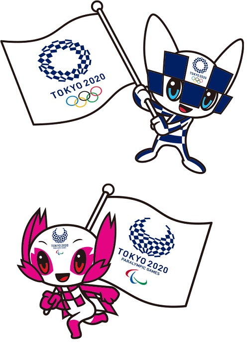 Miraitowa, la mascotte dei Giochi Olimpici, e Someity, la mascotte dei Giochi Paralimpici