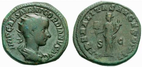 Roma - Due assi in bronzo a nome di Giulia Domna (193-217 d.C.) e di Gordiano III (238-244 d.C.) pesanti rispettivamente g 11,84 e 12,63 (mm 24 e mm 22)