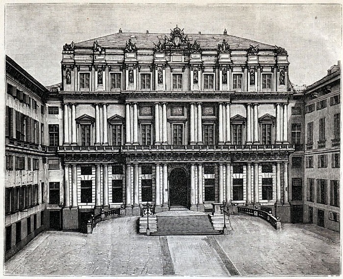 Il Palazzo Ducale di Genova in una bella incisione risalente al periodo tra XIX e XX secolo