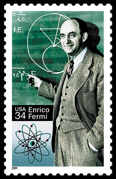 Francobollo USA dedicato ad Enrico Fermi nel 2001 dagli USA, nel centenario della nascita