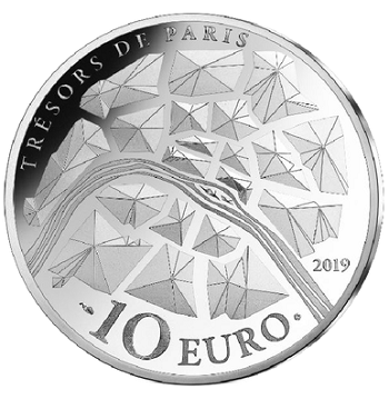 Il rovescio comune alle monete della serie mostra una stilizzazione del centro storico di Parigi con i suoi quartieri