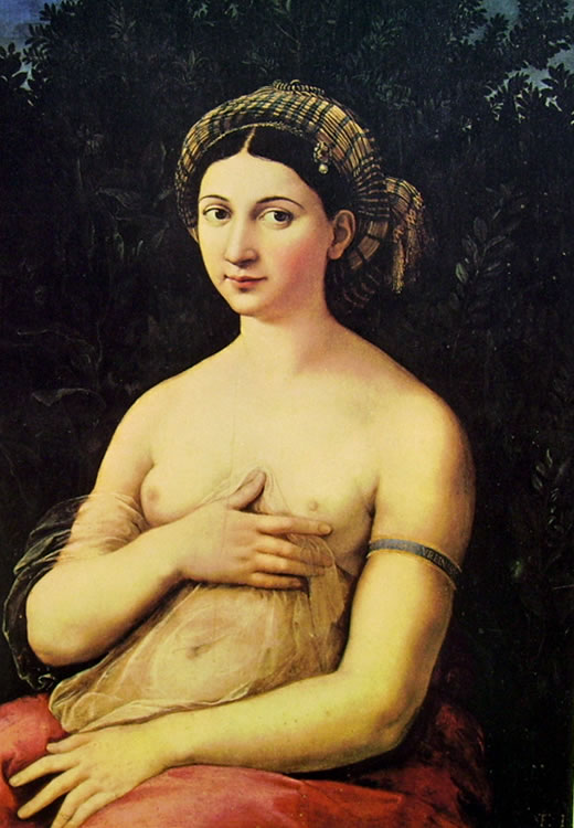 "La Fornarina", dipinto di Raffaello Sanzio del 1518-1520 (Galleria Nazionale d'Arte antica, Palazzo Barberini, Roma)