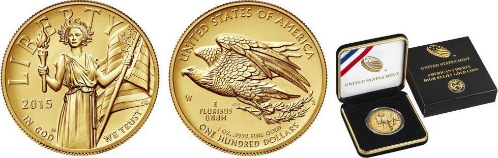Il primo tipo di oncia oro da 100 dollari emesso nel 2015, durante l'amministrazione Obama