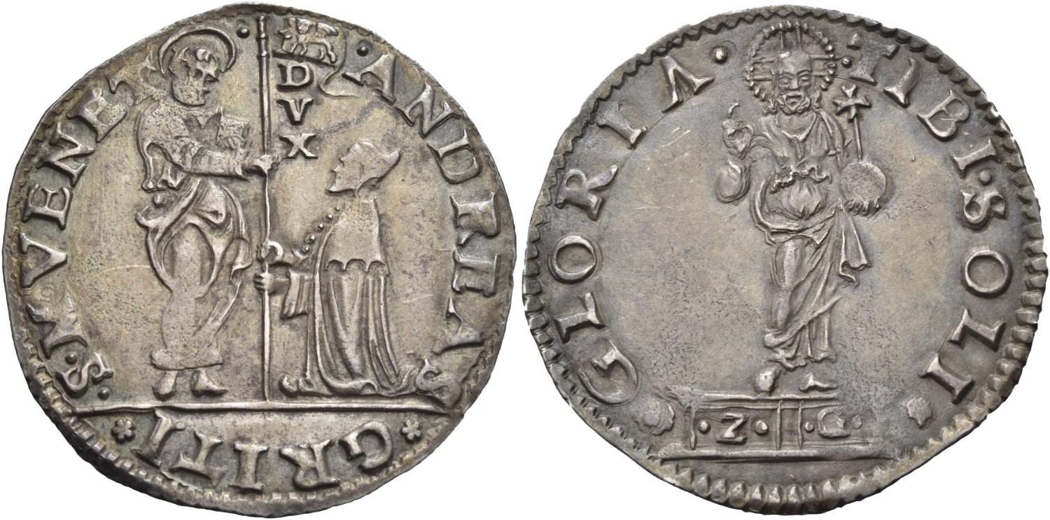 Lira o mocenigo in argento (mm 33,2 g 6,45) a nome del Doge Andrea Gritti (1523-1538) (ex asta Künker 105 del 27-9-2005 lotto 2383)