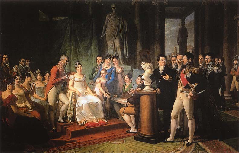 Elisa Bonaparte tra gli artisti della sua corte lucchese in un dipinto di Pietro Benvenuti (1813)