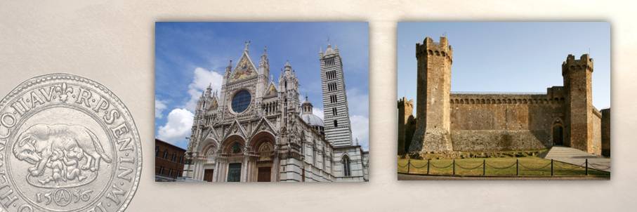 A s. la Cattedrale di santa Maria Assunta a Siena, capolavoro dell’arte romanico-gotica. Ad. la Fortezza di Montalcino, ultimo baluardo della resistenza della Repubblica di Siena alla metà del XVI secolo