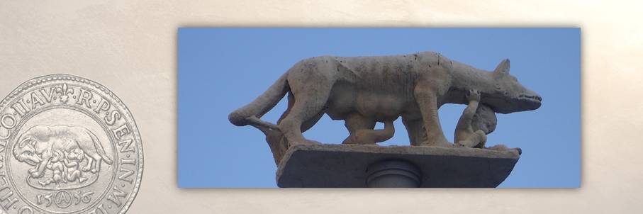 La lupa con i gemelli, simbolo della città di Siena che appare su numerose emissioni monetarie della zecca toscana