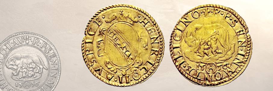 Scudo d’oro del 1556 con legenda R P SEN IN MONTE ILICINO (mm 24)