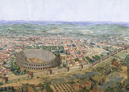 La conferenza di Adriano Savio riguarderà la monetazione dell'odierna Nimes: ecco come appariva la città in epoca romana