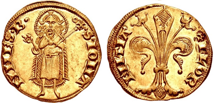 Fiorino d'oro del libero Comune di Firenze, 1252-1533, D/ san Giovanni Battista in piedi R/ Giglio fiorentino