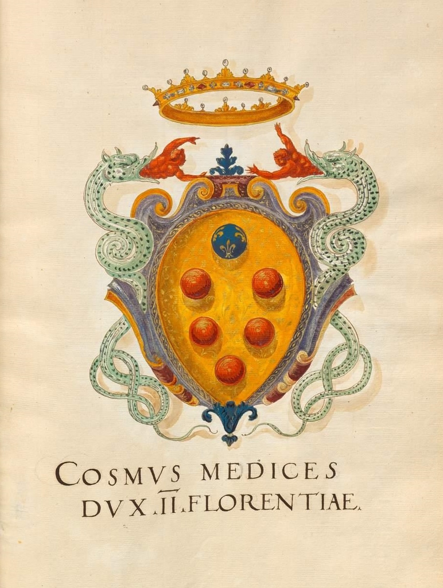 Arma, cioè stemma, di Cosimo I de' Medici, "Insigna Florentinorum", 1550-1555