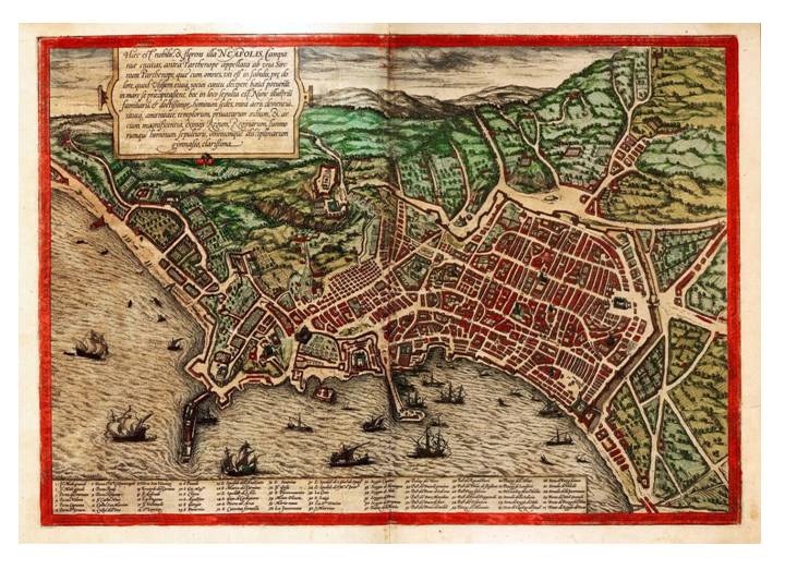 Mappa della città di Napoli risalente alla fine del XVI secdolo