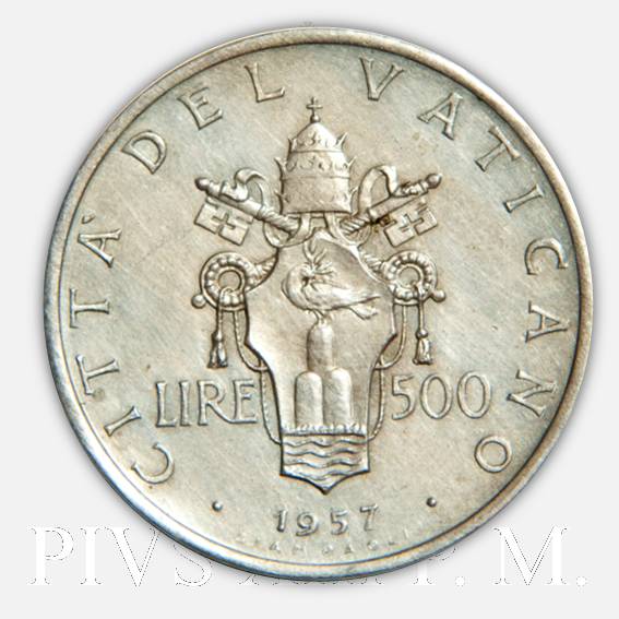 Un progetto inedito del 1957 per le 500 lire vaticane (R/)