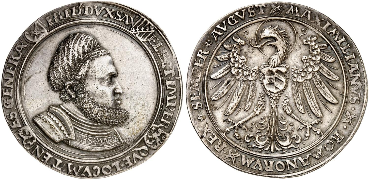 Sassonia. Federico III “il Saggio” (1486-1525). Guldengroschen s.d. (coniato nel 1507, Ag, g 28,91). Si tratta di una delle più raffinate monete con ritratto del periodo