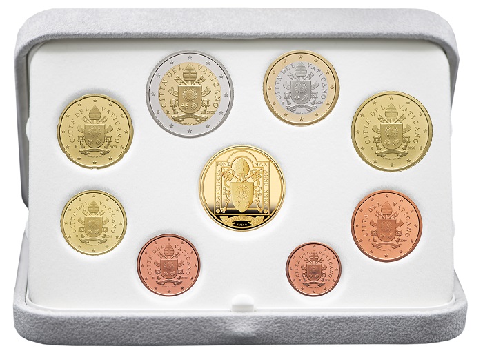 Soli 999 astucci: questa la tiratura della preziosa serie fondo specchio vaticana con al centro la moneta da 50 euro in oro