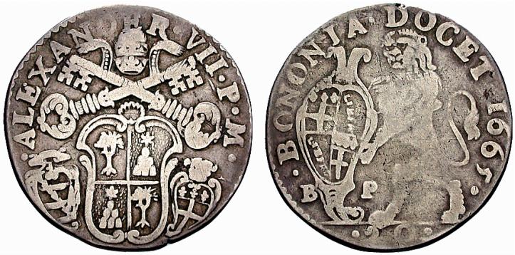 Lira coniata a Bologna nel 1665: fui proprio questo tipo di moneta ad esser preso di mira dai falsari