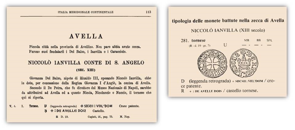 Stralci del "Corpus" e del volume di Elio Biaggi dedicate ai presunti tornesi della zecca di Avella