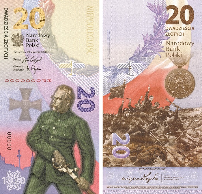 Ecco la banconota commemorativa che la Narodowy Bank Polski ha emesso in agosto per celebrare i cento anni dalla vittoria polacca sull'Armata Rossa, che allontanò dal paese lo spettro del giogo sovietico