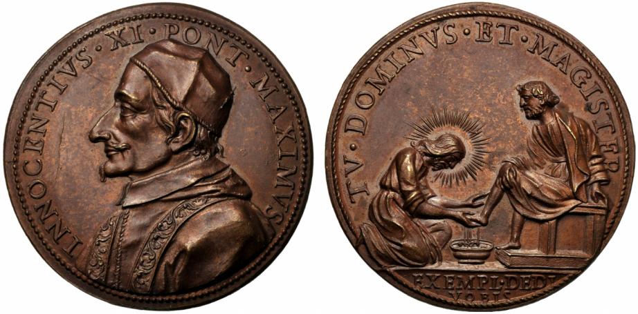 Medaglia in bronzo "della Lavanda" per papa Odescalchi battuta su coni del Guglielmada