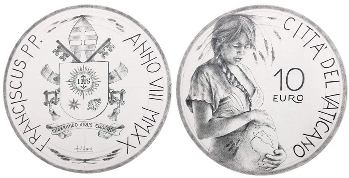 Il bozzetto originale dei 10 euro vaticani in argento proof, millesimo 2020, in commercio dal 16 ottobre