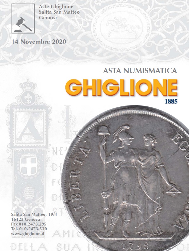 La copertina del catalogo Ghiglione asta numismatica 63: clicca per accedere al Pdf completo e scopri tutti i lotti all'incanto il 14 novembre