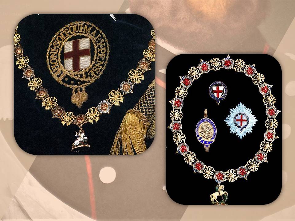 Insegne dell'Ordine della Giarrettiera del Regno Unito, una delle massime onorificenze conferite Oltremanica dalla Casa reale britannica: è stato istituito nel 1348