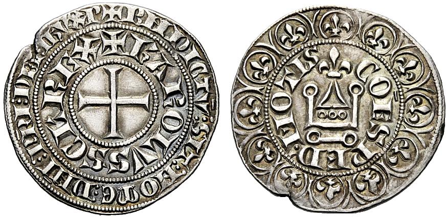 In Italia il grosso in argento di Luigi IX venne adottato e imitato, ad esempio, dalla zecca di Cuneo con Carlo II d'Angiò nel 1307-1309: ecco un raro esemplare a nome dell'allora re di Sicilia