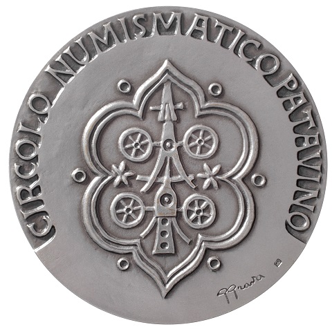 Il logo del Circolo numismatico patavino trasposto in medaglia dal maestro Giuseppe Grava