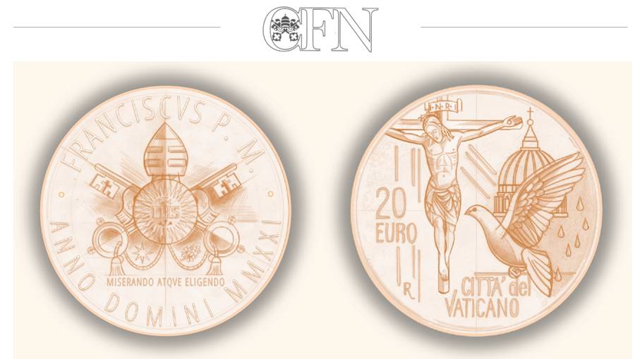 I disegni di Gabriele Di Maulo per i 20 euro vaticani inseriti nella divisionale proof 2021 di papa Francesco, in esclusiva per "Cronaca numismatica"