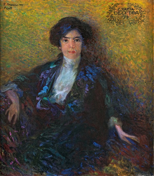 Un bellissimo ritratto di Grazia Deledda realizzato dal grande pittore Plinio Nomellini nel 1914 Un bellissimo ritratto di Grazia Deledda realizzato dal grande pittore Plinio Nomellini nel 1914