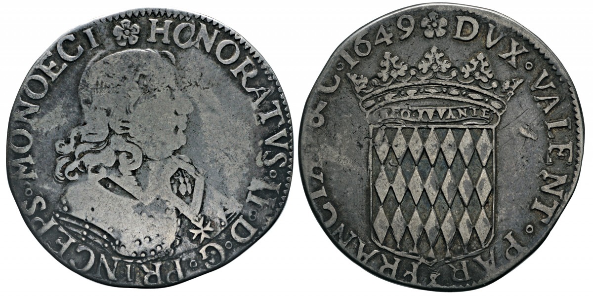 Scudo d'argento sul piede francese coniato dalla zecca di Monaco nel 1649