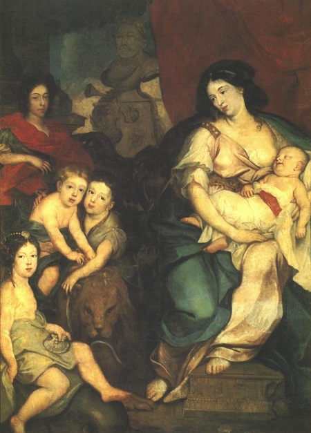Maria Casimira con i figli (opera di Jerzy Siemiginowski, Museo di Wilanów, 1684)