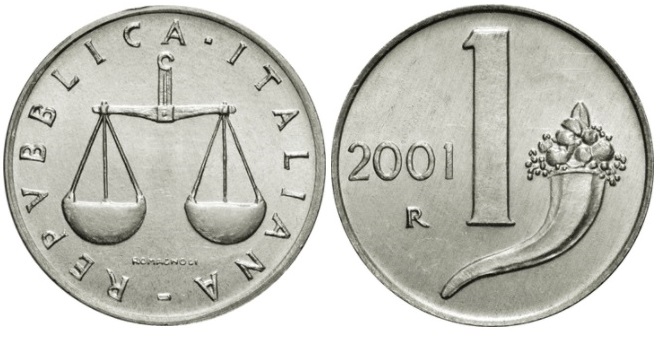 L'ultima lira Cornucopia della storia, quella coniata nel 2001 e che segnò mezzo secolo di "onorato servizio" per questa celebre moneta italiana