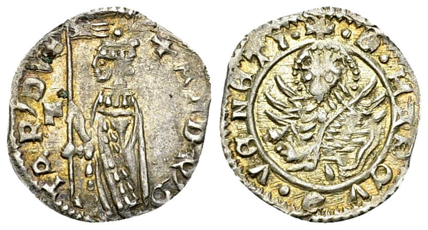 Venezia, Andrea Contarini doge (1368-1382): soldino d'argento (mm 13-14 mm, g 0.49)