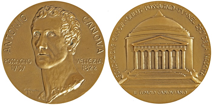 Giuseppe Grava, 2007: medaglia per il 250° della nascita di Canova (Ae dorato, mm 70)