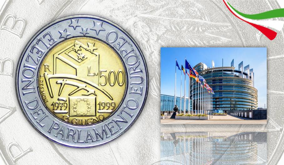 L'ultima bimetallica celebrativa in lire, emessa nel 1999, guarda all'Europa e all'euro con un conio dedicato alle elezioni del Parlamento di Strasburgo